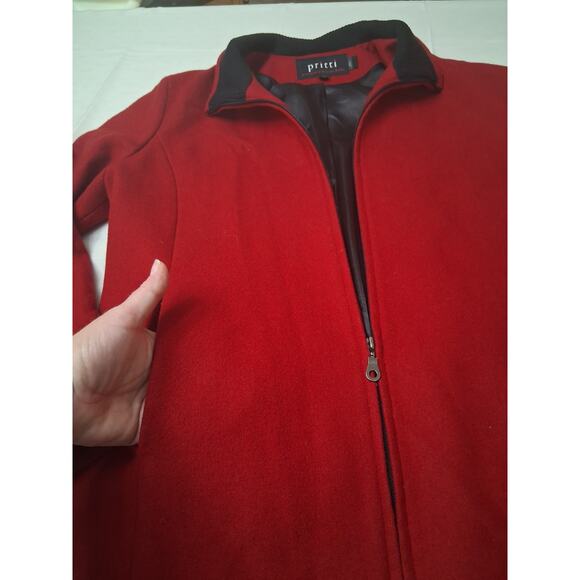 Pritti by Kristen Blake Women's Size M Wool Pea Coat w/Pockets Dark Red Classy - Picture 3 of 14